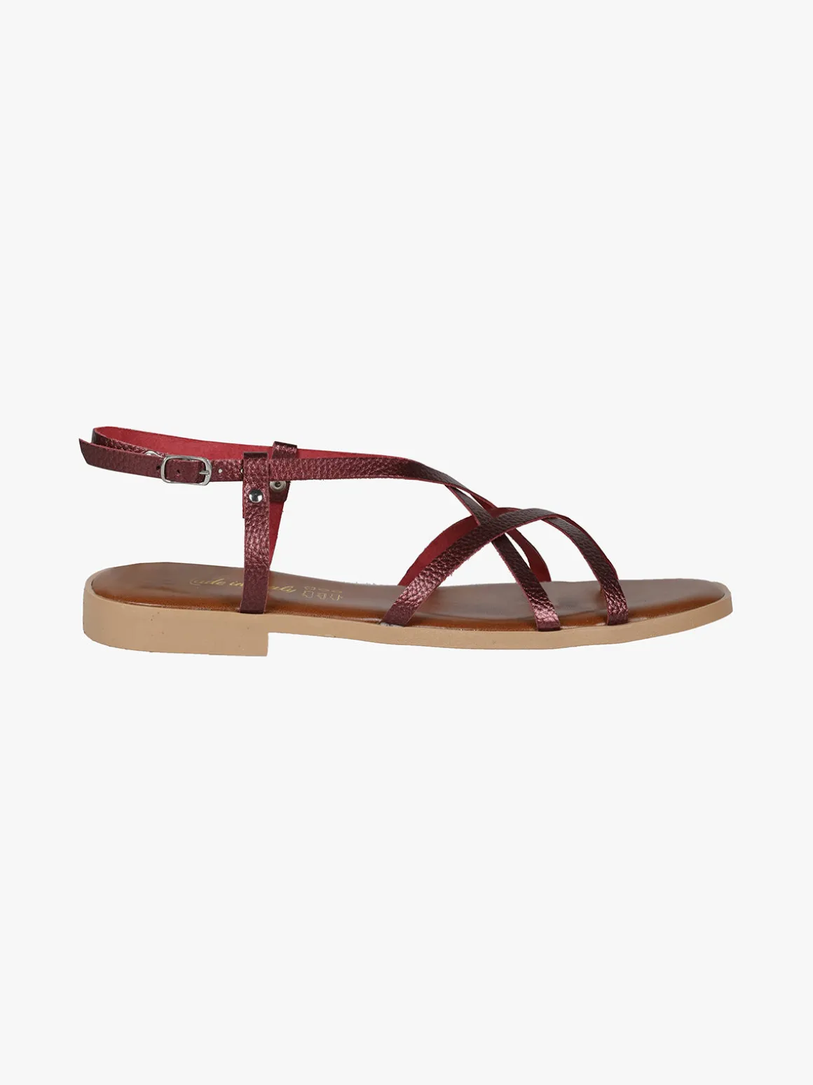Rebecca - Made In Italy Sandali bassi in pelle da donna con fascette incrociate