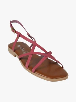 Rebecca - Made In Italy Sandali bassi in pelle da donna con fascette incrociate