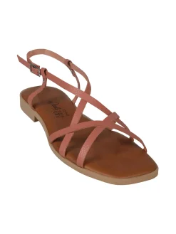 Rebecca - Made In Italy Sandali bassi in pelle da donna con fascette incrociate
