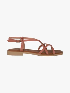 Rebecca - Made In Italy Sandali bassi in pelle da donna con fascette incrociate