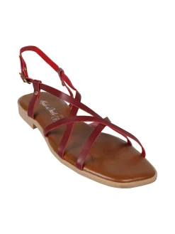 Rebecca - Made In Italy Sandali bassi in pelle da donna con fascette incrociate