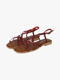 Rebecca - Made In Italy Sandali bassi in pelle da donna con fascette incrociate