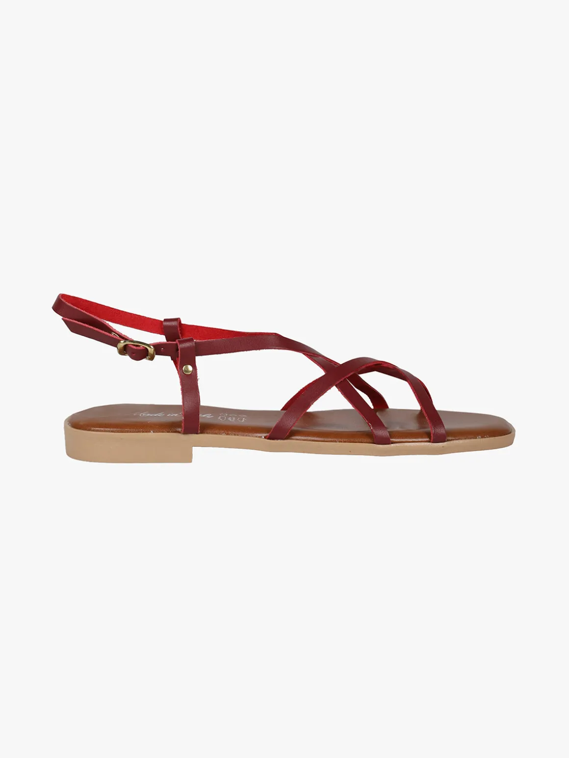 Rebecca - Made In Italy Sandali bassi in pelle da donna con fascette incrociate