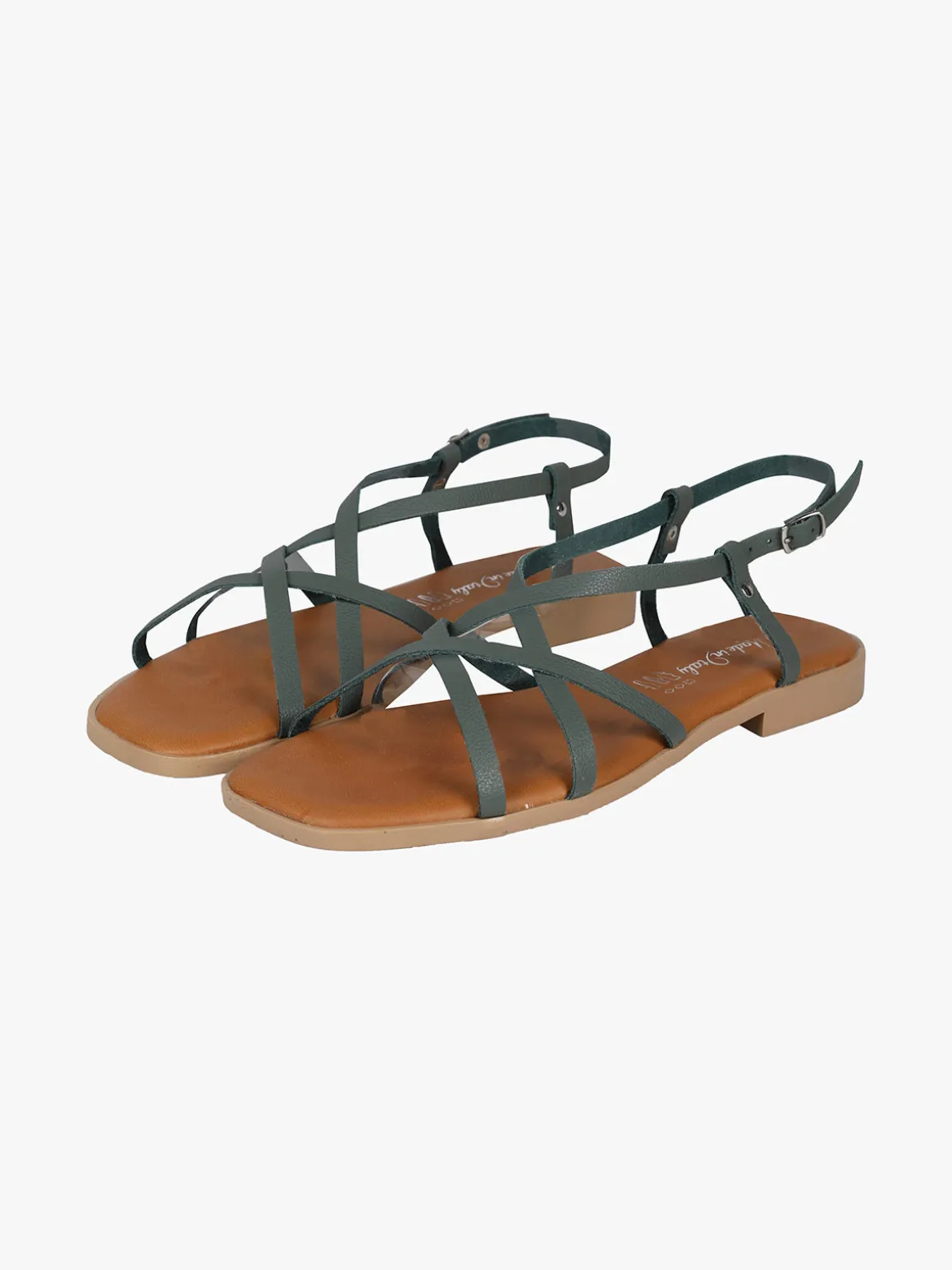 Rebecca - Made In Italy Sandali bassi in pelle da donna con fascette incrociate
