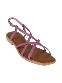 Rebecca - Made In Italy Sandali bassi in pelle da donna con fascette incrociate