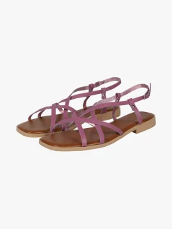Rebecca - Made In Italy Sandali bassi in pelle da donna con fascette incrociate