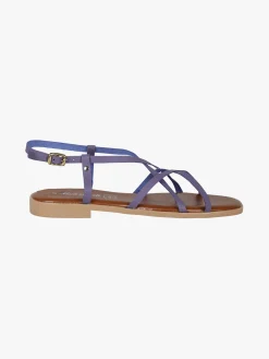 Rebecca - Made In Italy Sandali bassi in pelle da donna con fascette incrociate