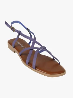 Rebecca - Made In Italy Sandali bassi in pelle da donna con fascette incrociate