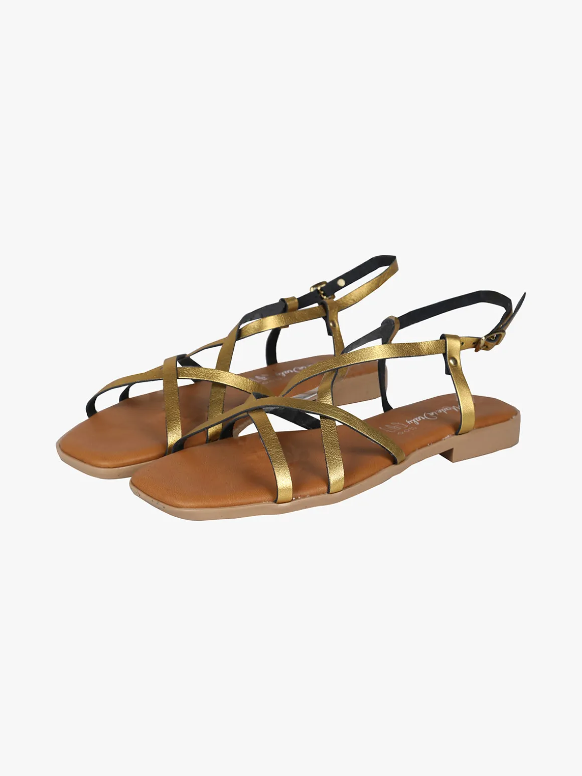 Rebecca - Made In Italy Sandali bassi in pelle da donna con fascette incrociate