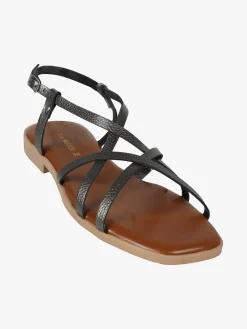 Rebecca - Made In Italy Sandali bassi in pelle da donna con fascette incrociate