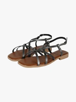 Rebecca - Made In Italy Sandali bassi in pelle da donna con fascette incrociate