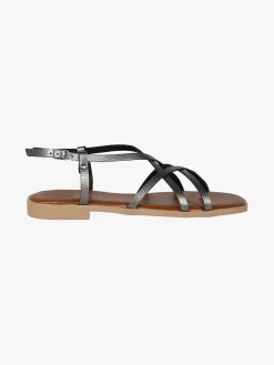 Rebecca - Made In Italy Sandali bassi in pelle da donna con fascette incrociate