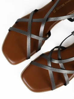 Rebecca - Made In Italy Sandali bassi in pelle da donna con fascette incrociate