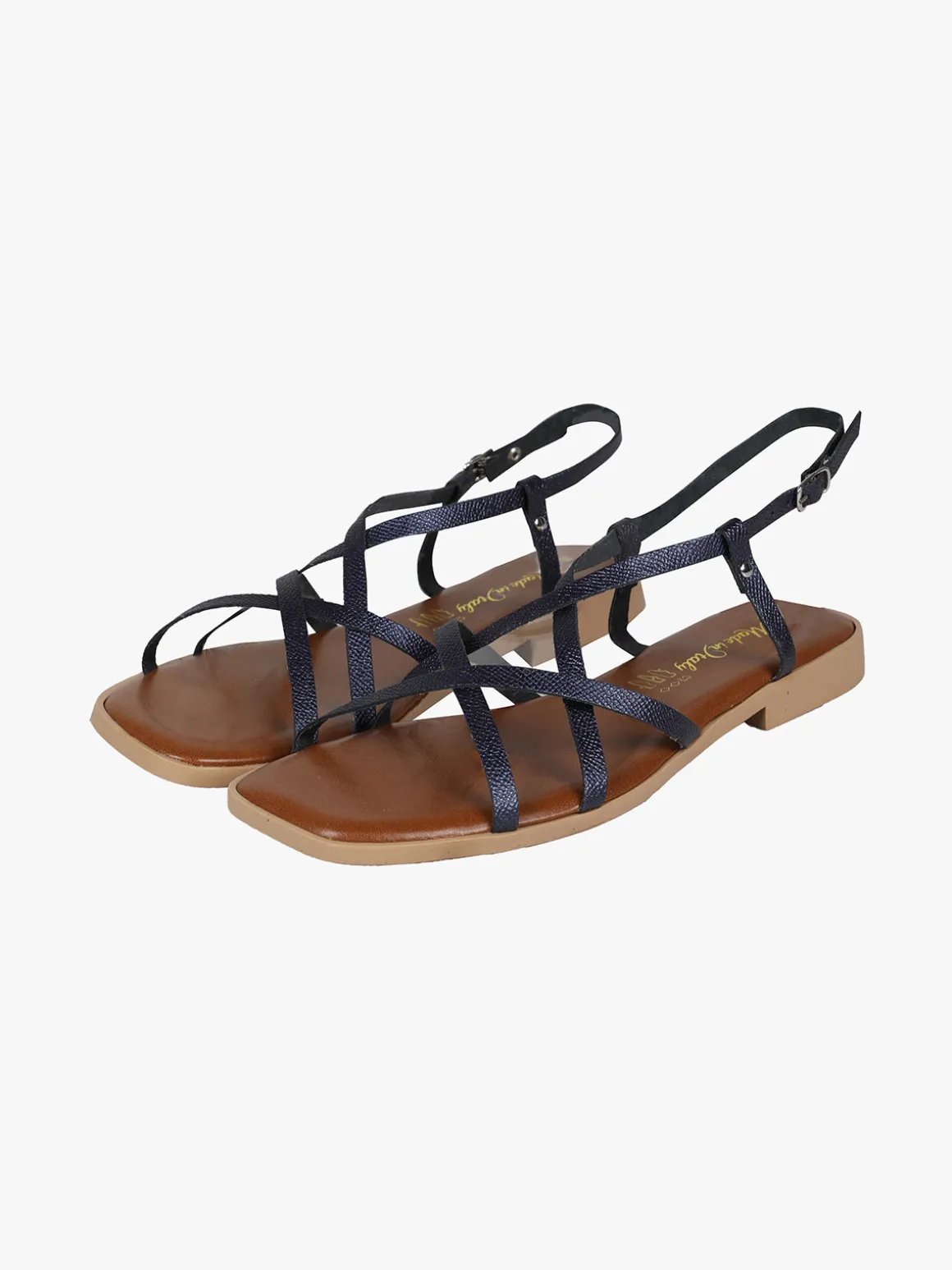 Rebecca - Made In Italy Sandali bassi in pelle da donna con fascette incrociate