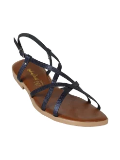 Rebecca - Made In Italy Sandali bassi in pelle da donna con fascette incrociate
