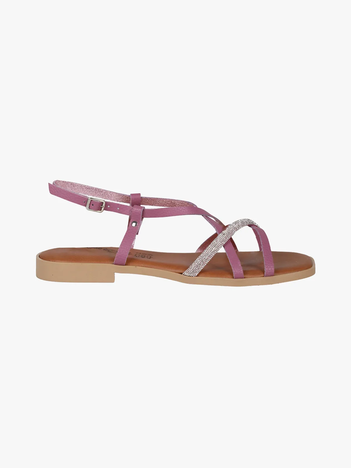 Rebecca - Made In Italy Sandali bassi in pelle da donna con strass