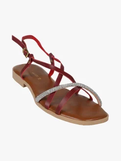 Rebecca - Made In Italy Sandali bassi in pelle da donna con fascette incrociate