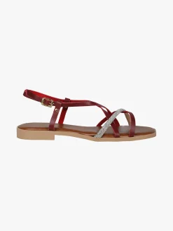Rebecca - Made In Italy Sandali bassi in pelle da donna con fascette incrociate
