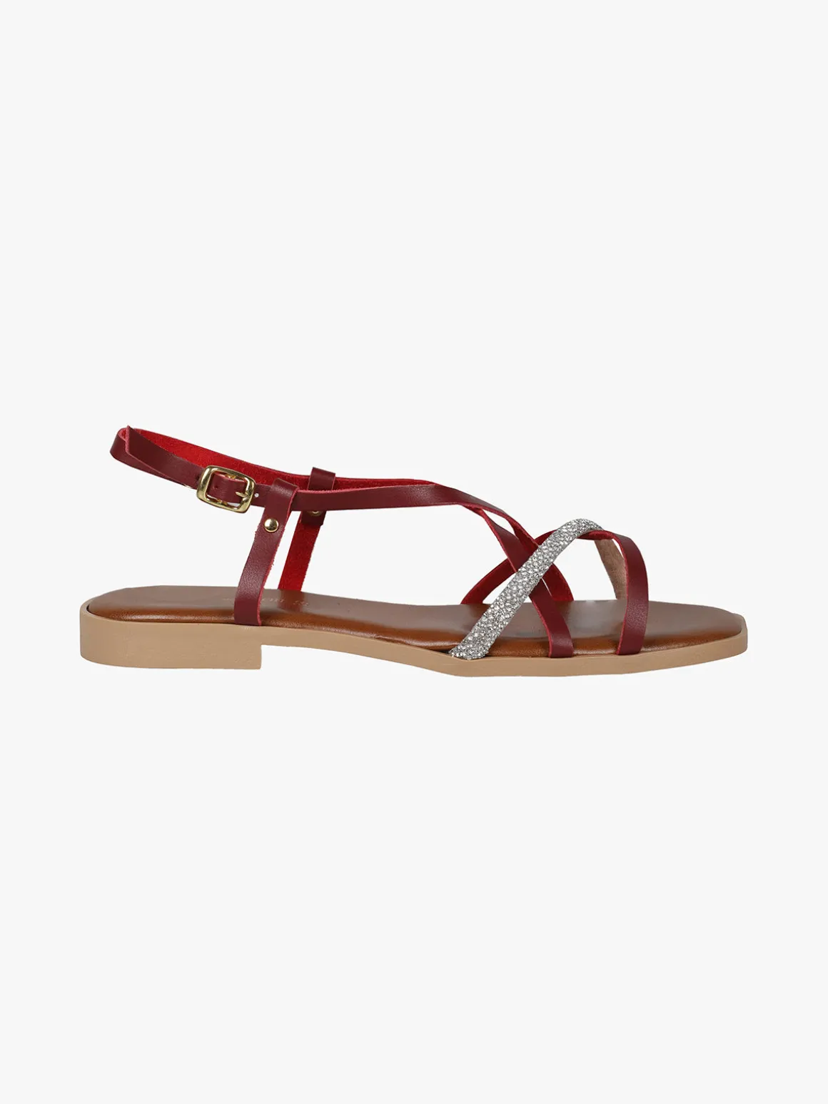 Rebecca - Made In Italy Sandali bassi in pelle da donna con fascette incrociate