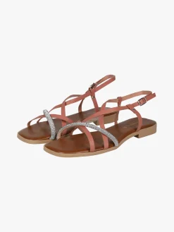 Rebecca - Made In Italy Sandali bassi in pelle da donna con strass