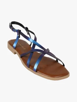 Rebecca - Made In Italy Sandali bassi in pelle da donna con fascette incrociate