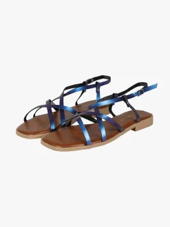 Rebecca - Made In Italy Sandali bassi in pelle da donna con fascette incrociate
