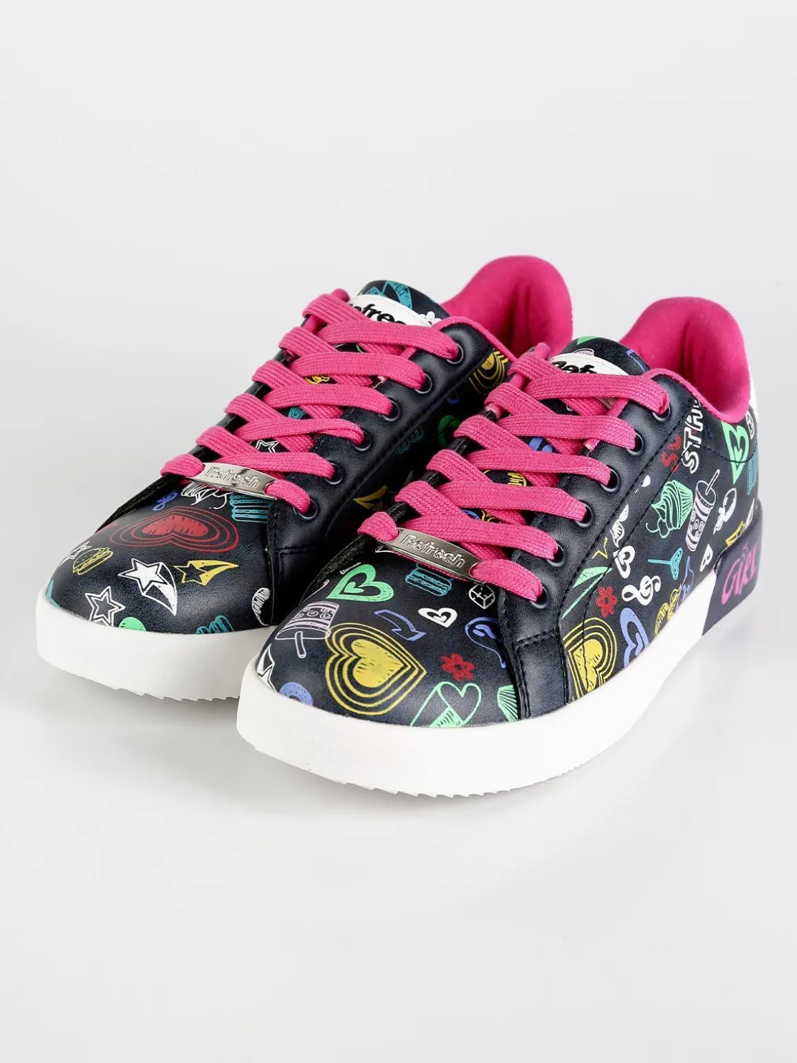 Refresh Sneakers basse donna in ecopelle con stampa disegni