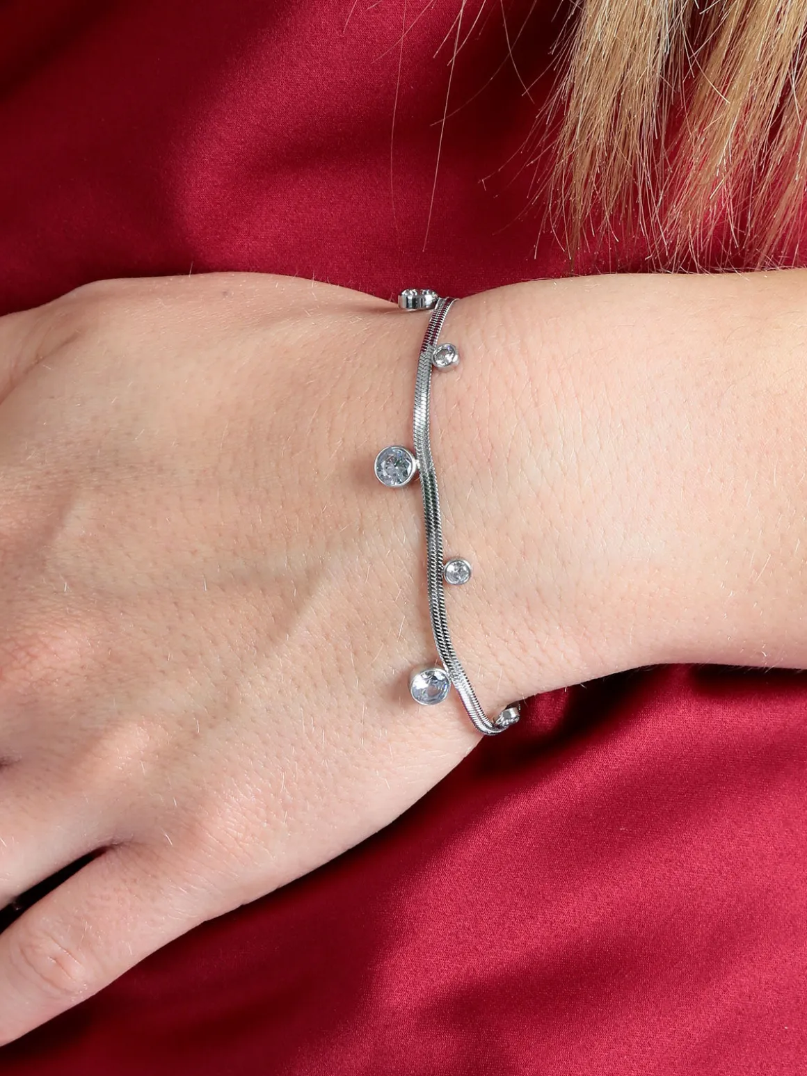 Rejena Bracciale piatto con strass