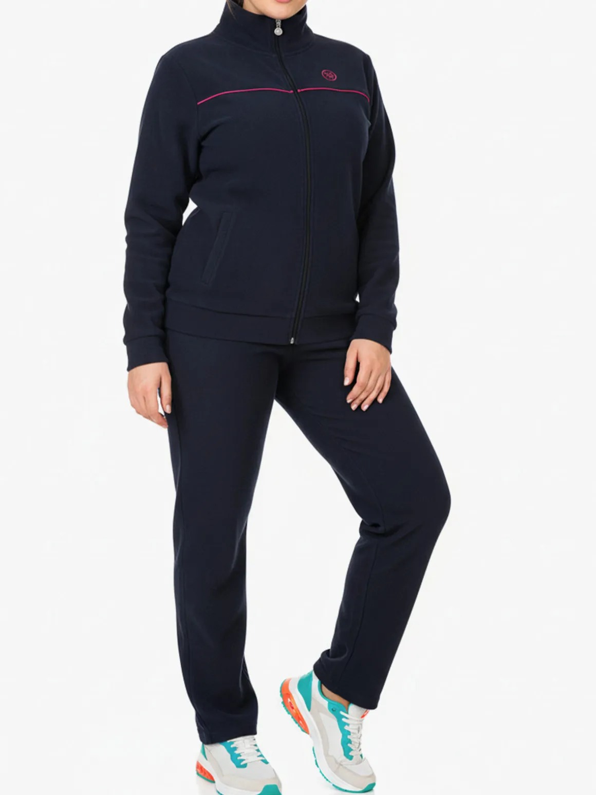 Renato Balestra Completo tuta da donna 2 pezzi in pile con zip - blu scuro
