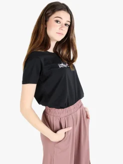Renato Balestra T-shirt donna in cotone bielastico con scritta e strass