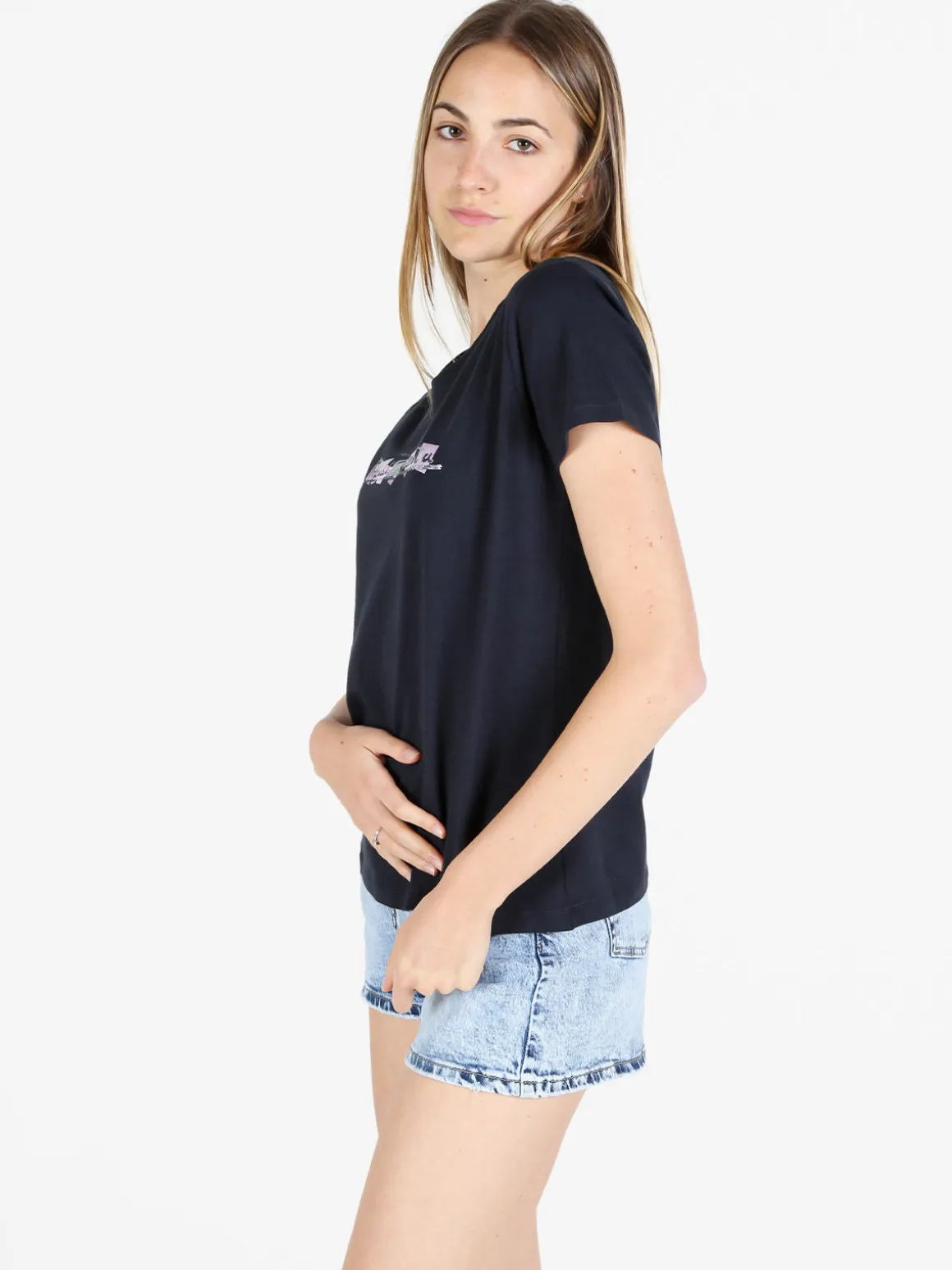 Renato Balestra T-shirt donna in cotone bielastico con scritta e strass