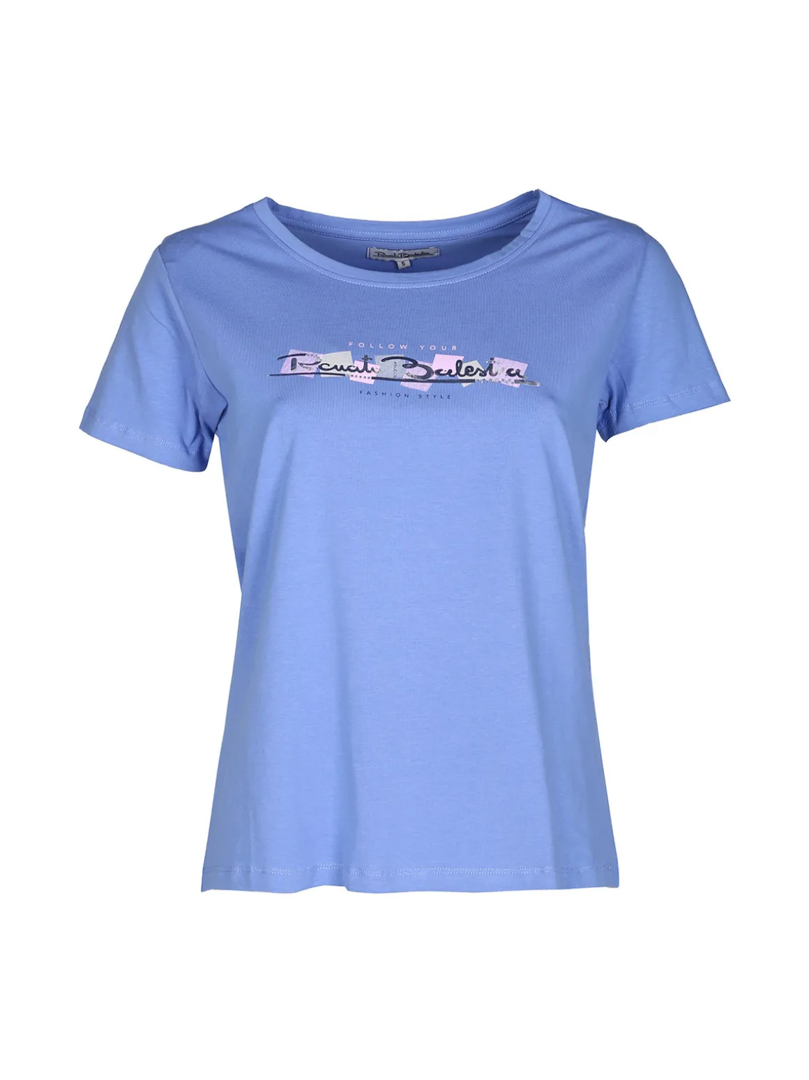 Renato Balestra T-shirt donna in cotone bielastico con scritta e strass