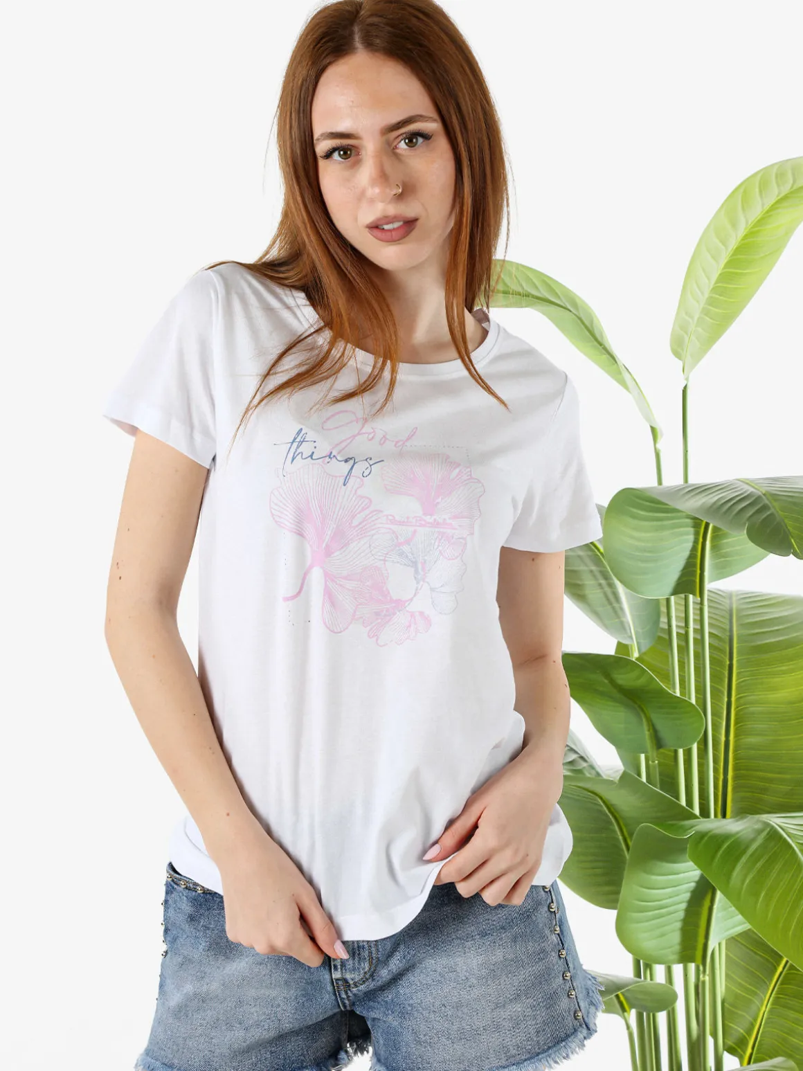 Renato Balestra T-shirt girocollo da donna con stampa colorata - bianco