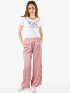 Renato Balestra T-shirt girocollo da donna in cotone con strass e dettagli lurex - bianco