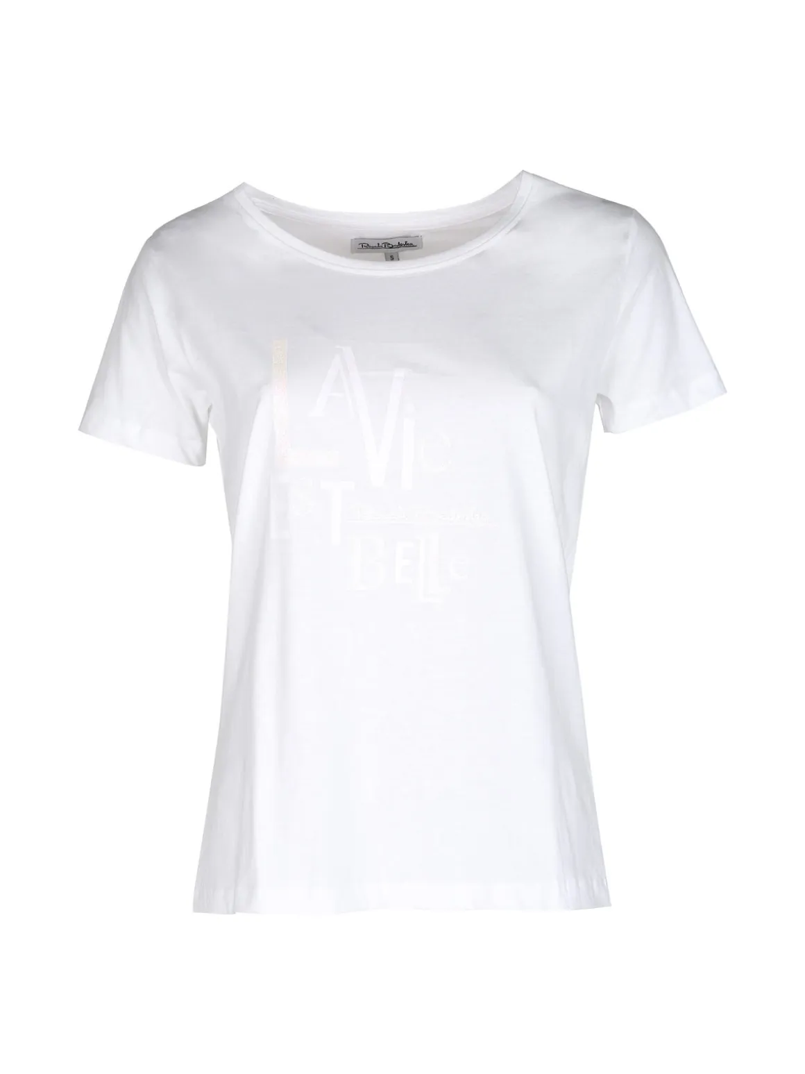 Renato Balestra T-shirt girocollo da donna in cotone bielastico con scritta