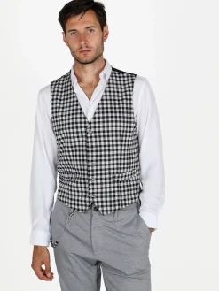 Renever Gilet uomo a quadretti con bottoni