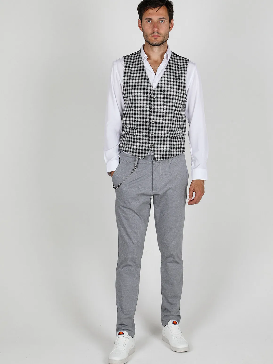 Renever Gilet uomo a quadretti con bottoni