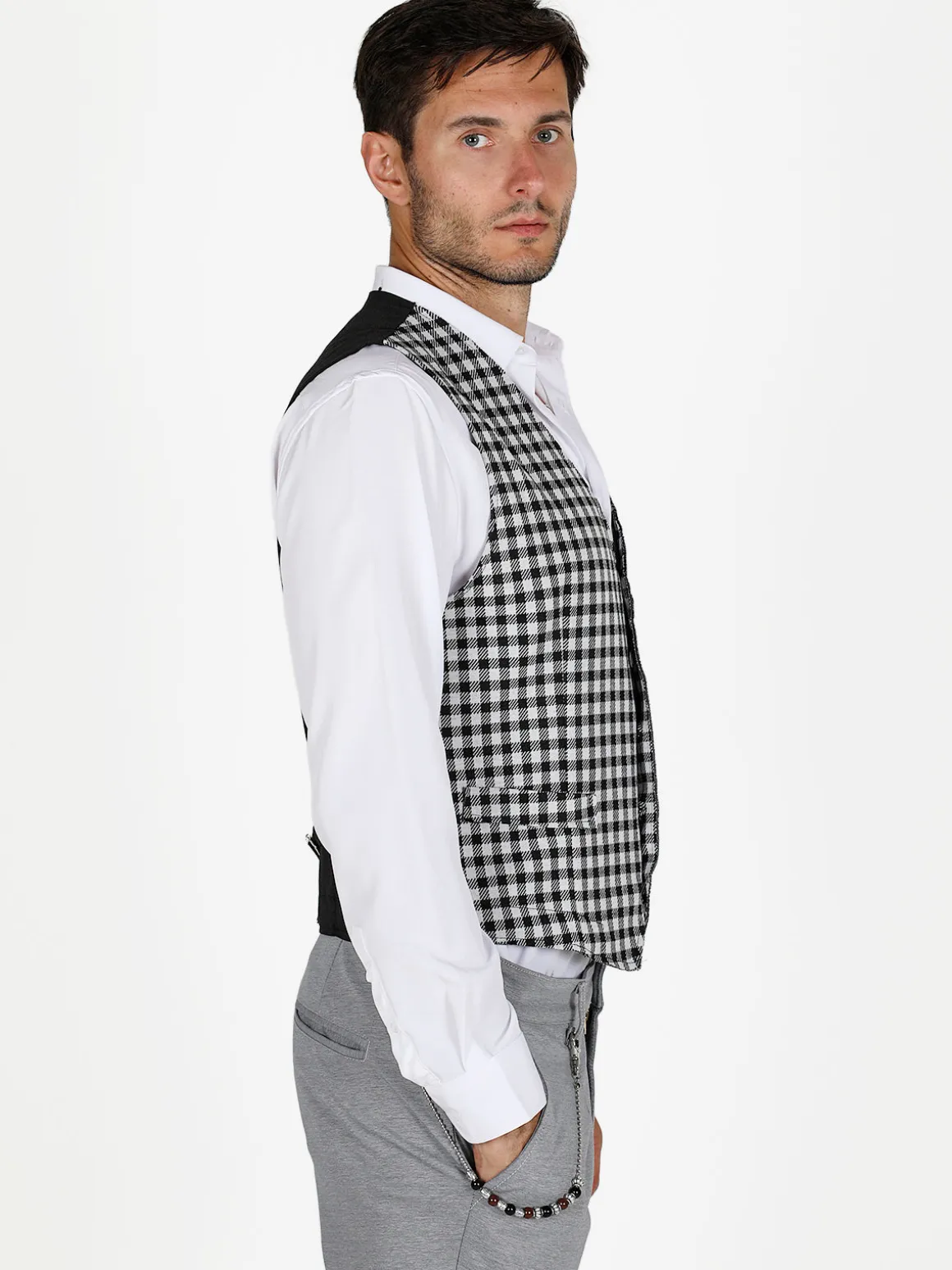 Renever Gilet uomo a quadretti con bottoni