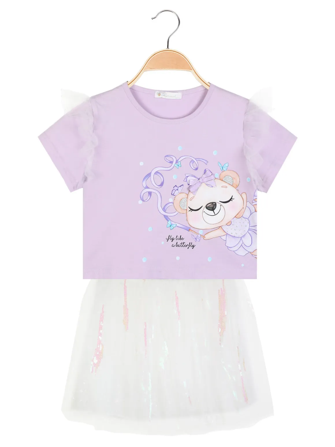 Re Panda Completo elegante da bambina con gonna in tulle