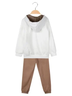 Re Panda Completo 3 pezzi da bambina con cappuccio e zip - bianco