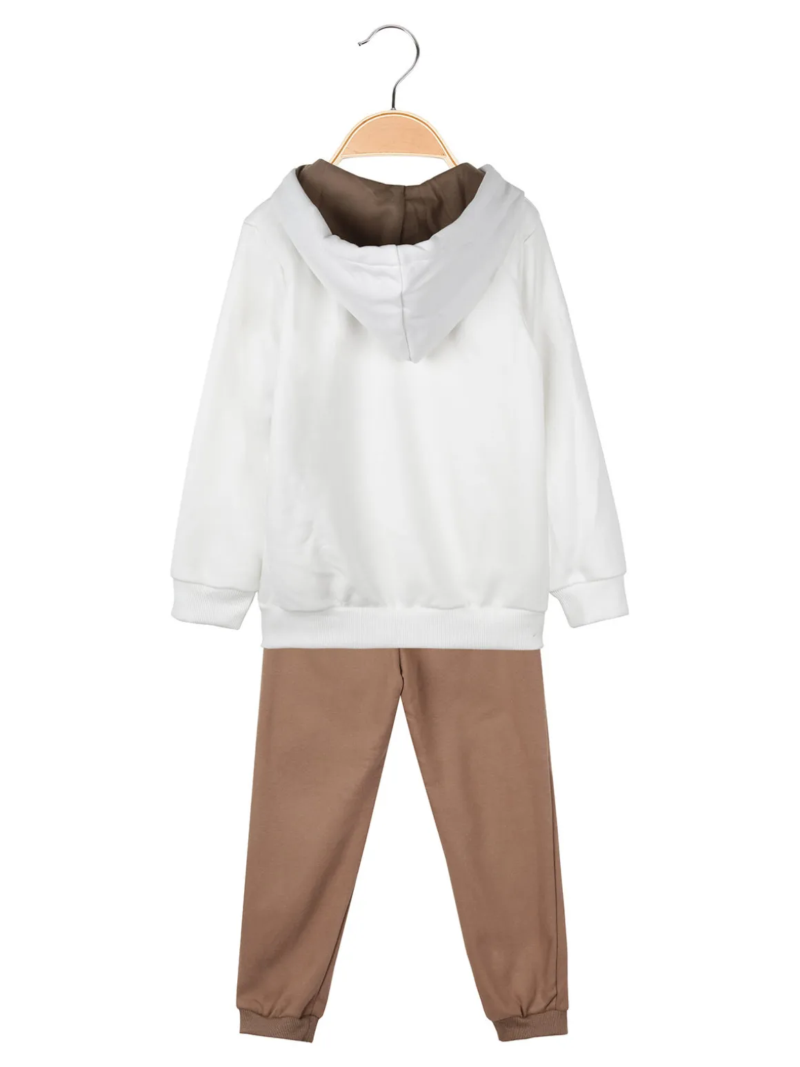 Re Panda Completo 3 pezzi da bambina con cappuccio e zip - bianco