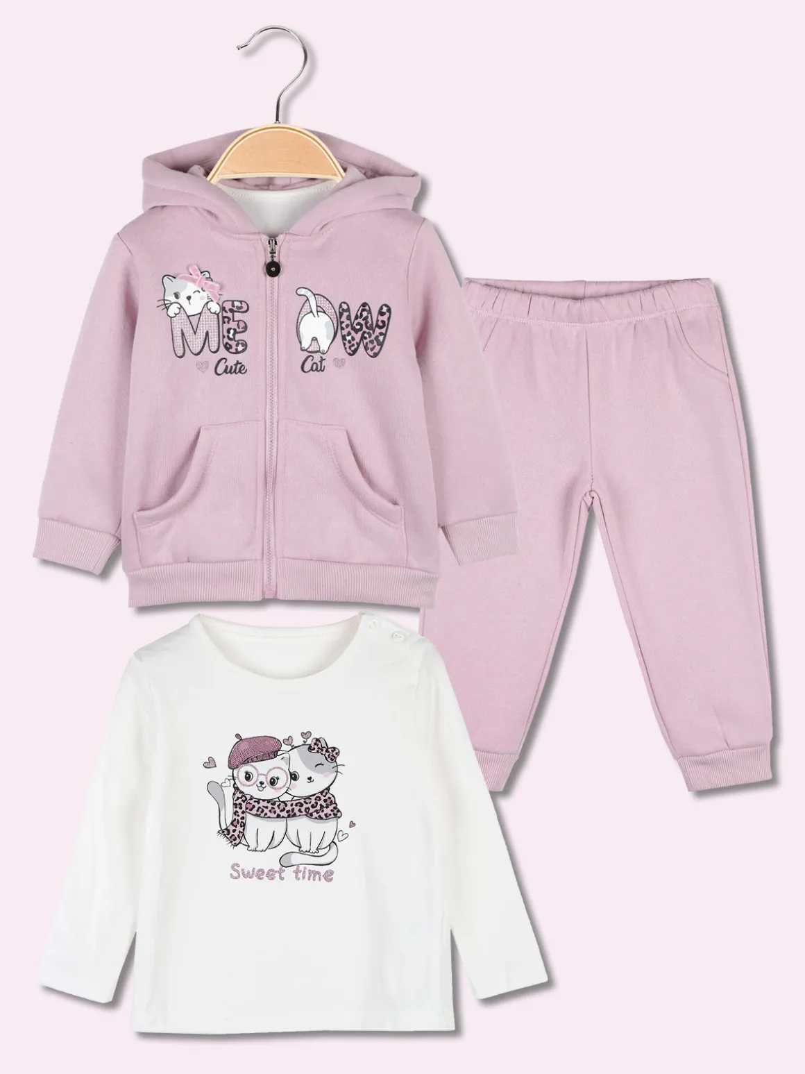 Re Panda Completo tuta da neonata 3 pezzi con cappuccio e zip