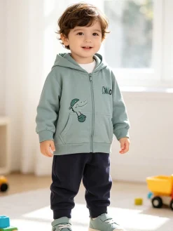 Re Panda Completo tuta 3 pezzi da neonato con cappuccio e zip - acqua marina