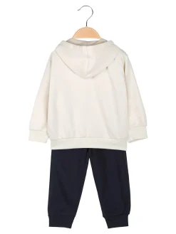 Re Panda Completo tuta 3 pezzi da neonato con cappuccio e zip - beige