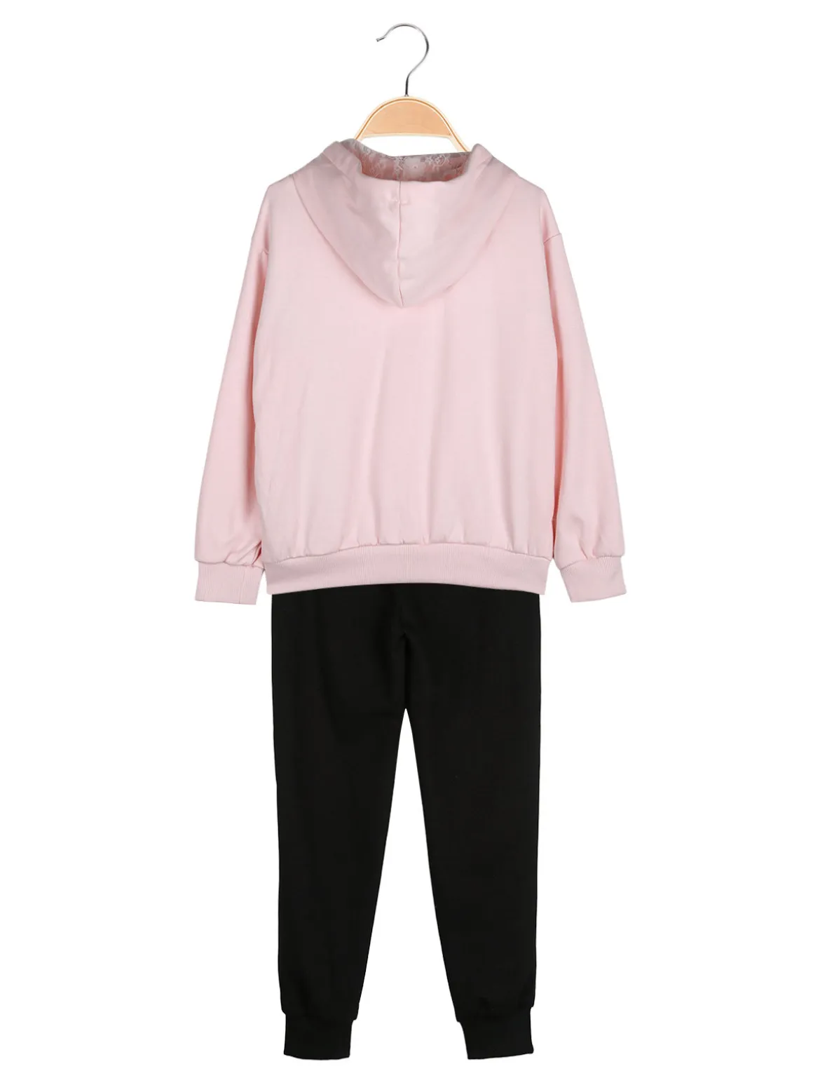 Re Panda Completo tuta 3 pezzi da bambina con cappuccio e zip - rosa