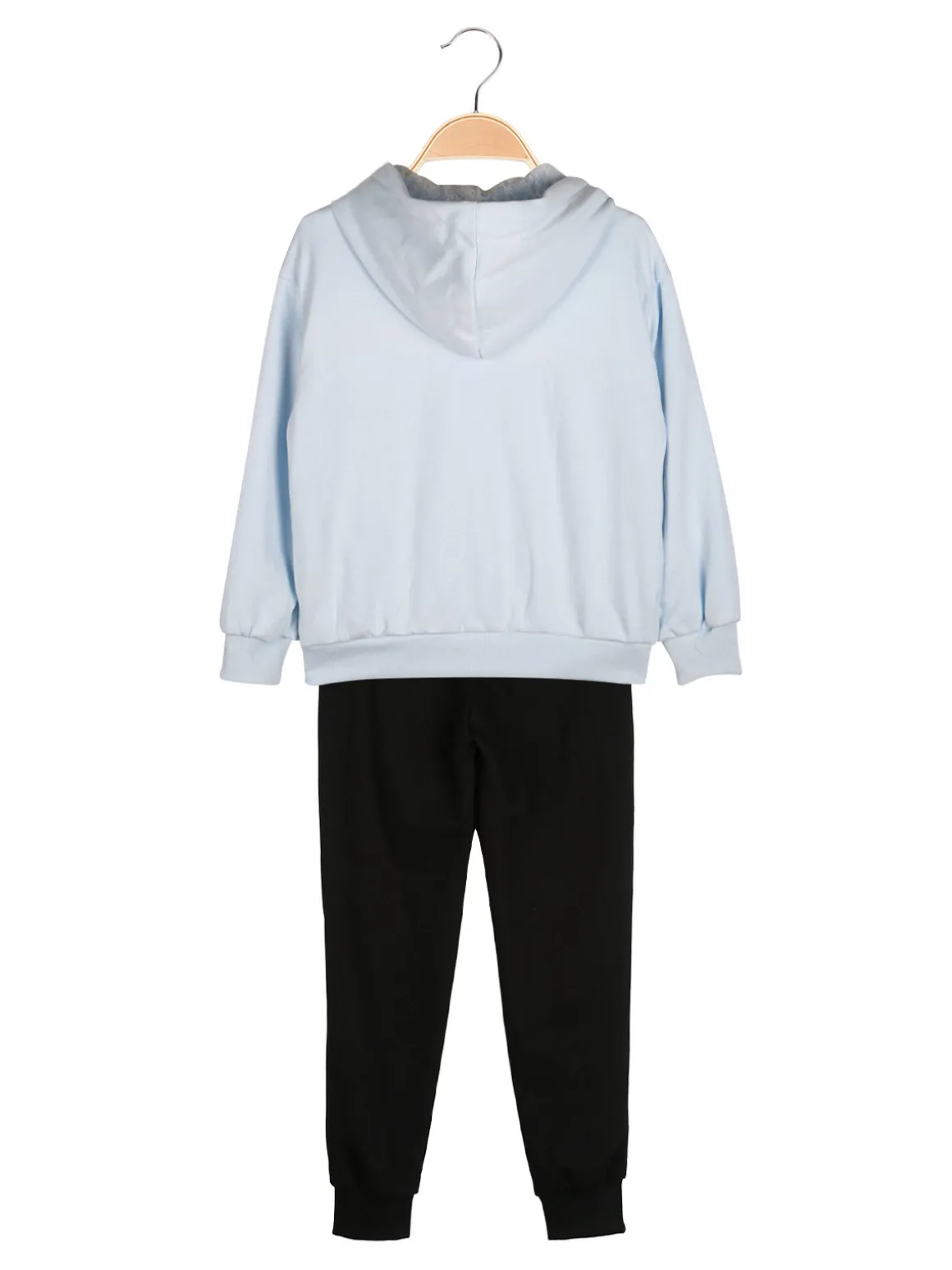 Re Panda Completo tuta 3 pezzi da bambina con cappuccio e zip - azzurro