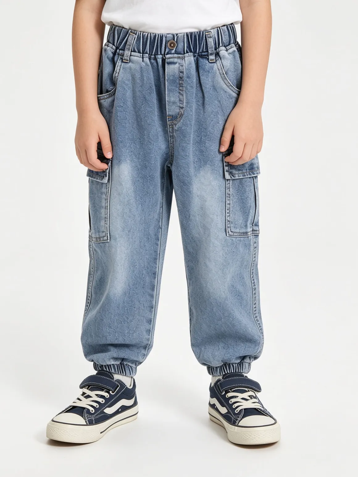 Re Panda Jeans cargo da bambino con elastico sul finale - jeans