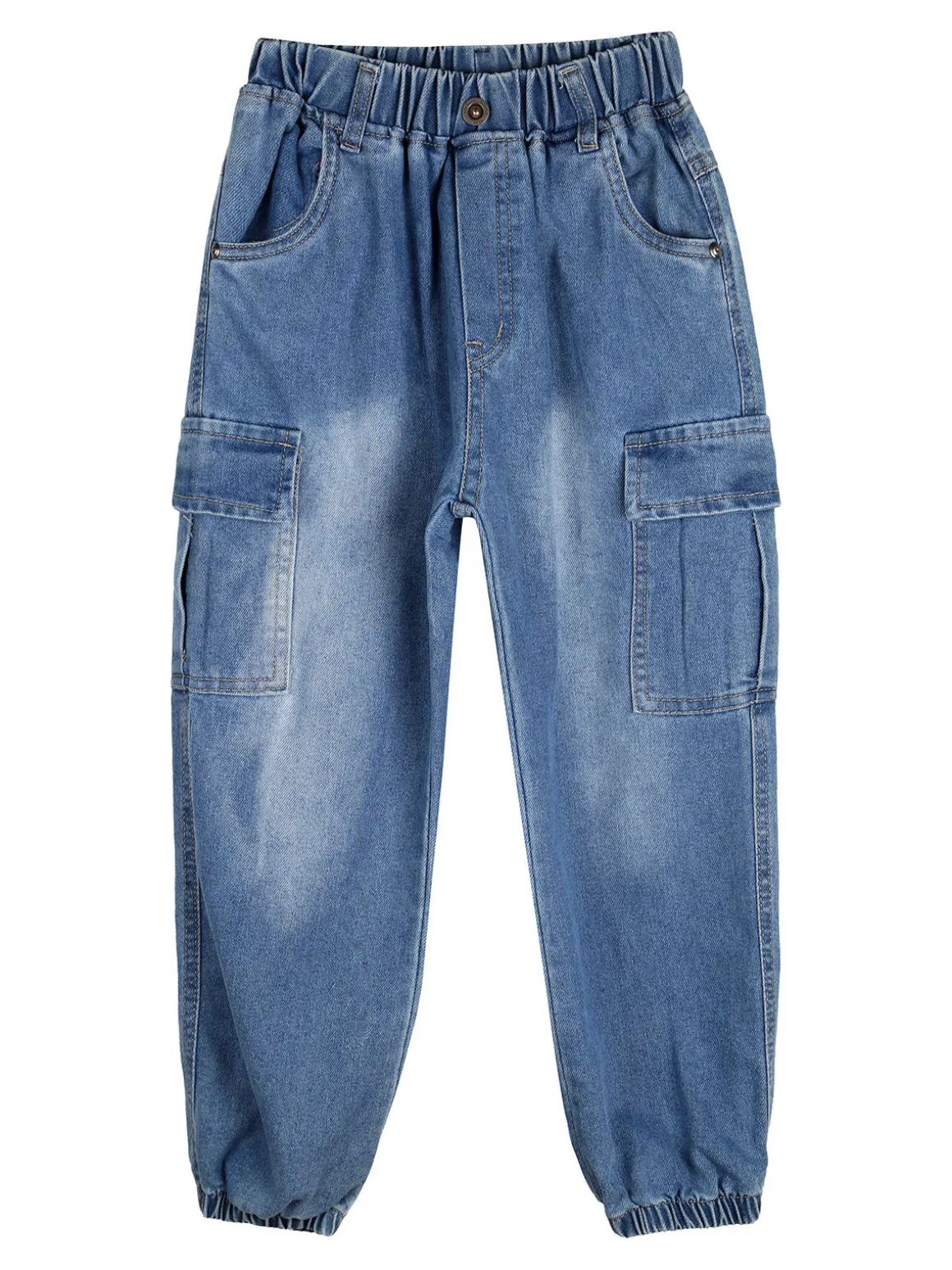 Re Panda Jeans cargo da bambino con elastico sul finale - blu