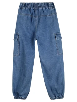 Re Panda Jeans cargo da bambino con elastico sul finale - blu