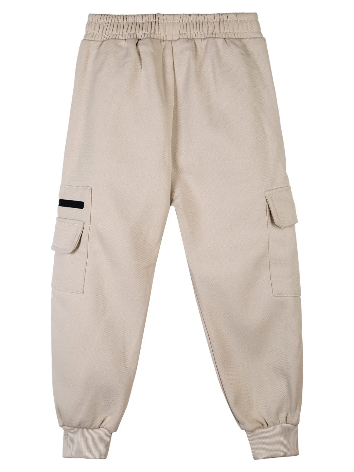 Re Panda Pantaloni cargo da bambino con polsini e interno felpato - beige